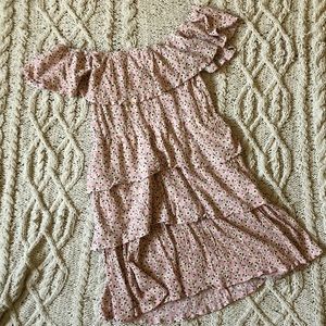 Pink Floral Ruffle Dress